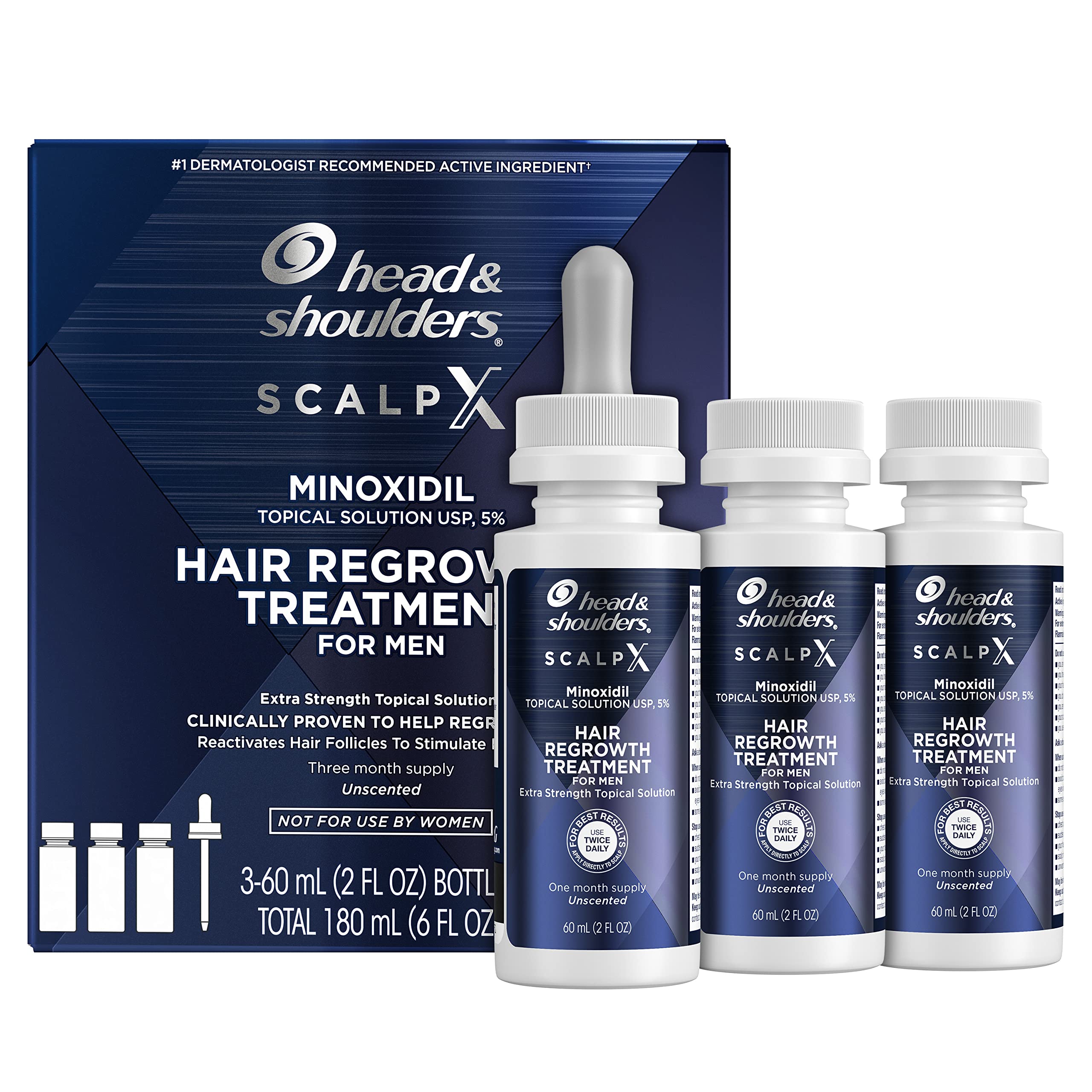 Head & Shoulders Scalp X minoxidil bottle for twice-daily application