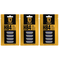 HeadBlade HB4 refill blades closeup showing four stainless blades for smooth shaving