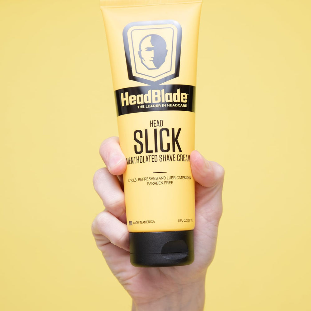HeadBlade HeadSlick foam close-up shows creamy texture and cooling menthol.