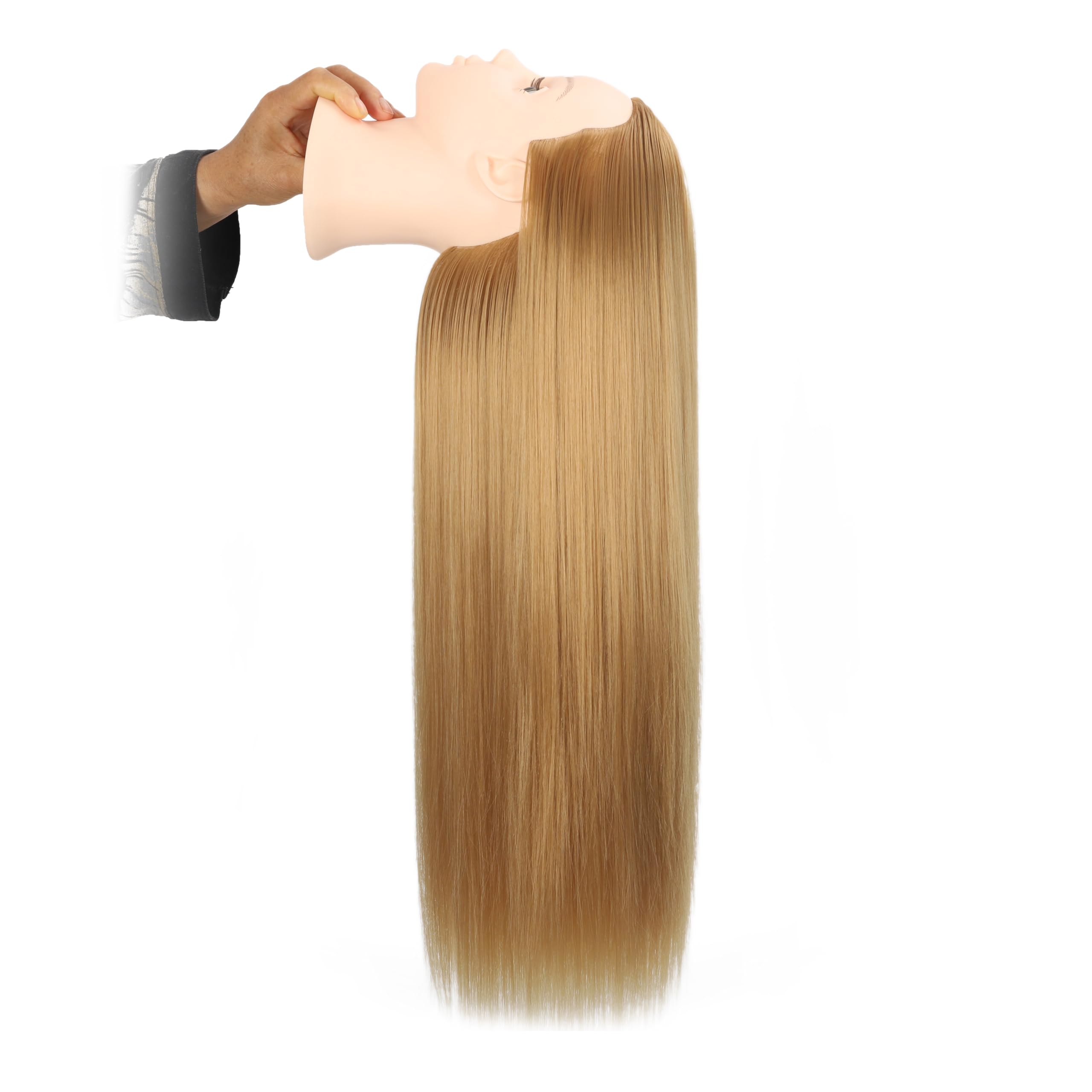 headdoll curling and straightening practice on durable synthetic fiber.