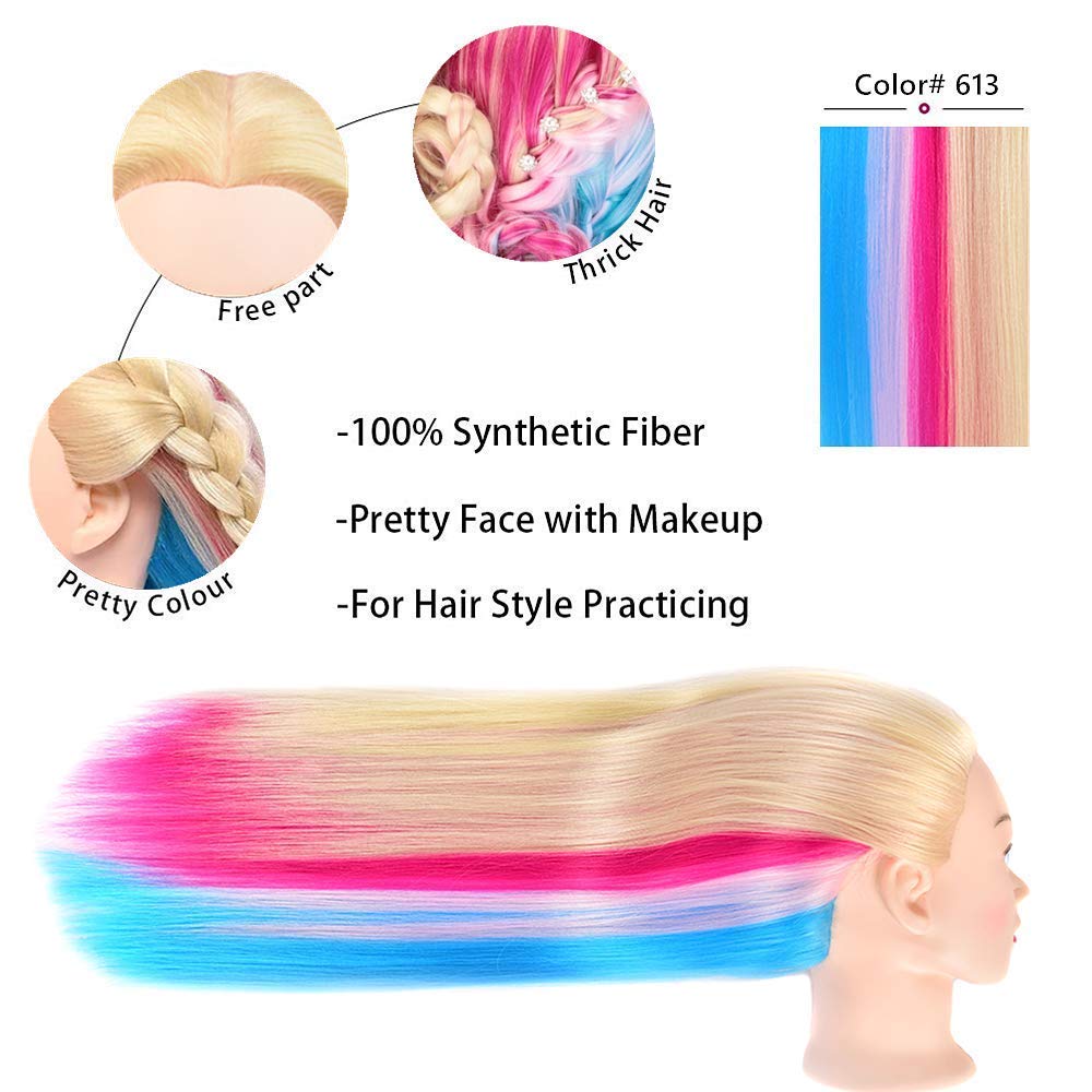 Headdoll packaging image highlights included head and clamp stand for practice.