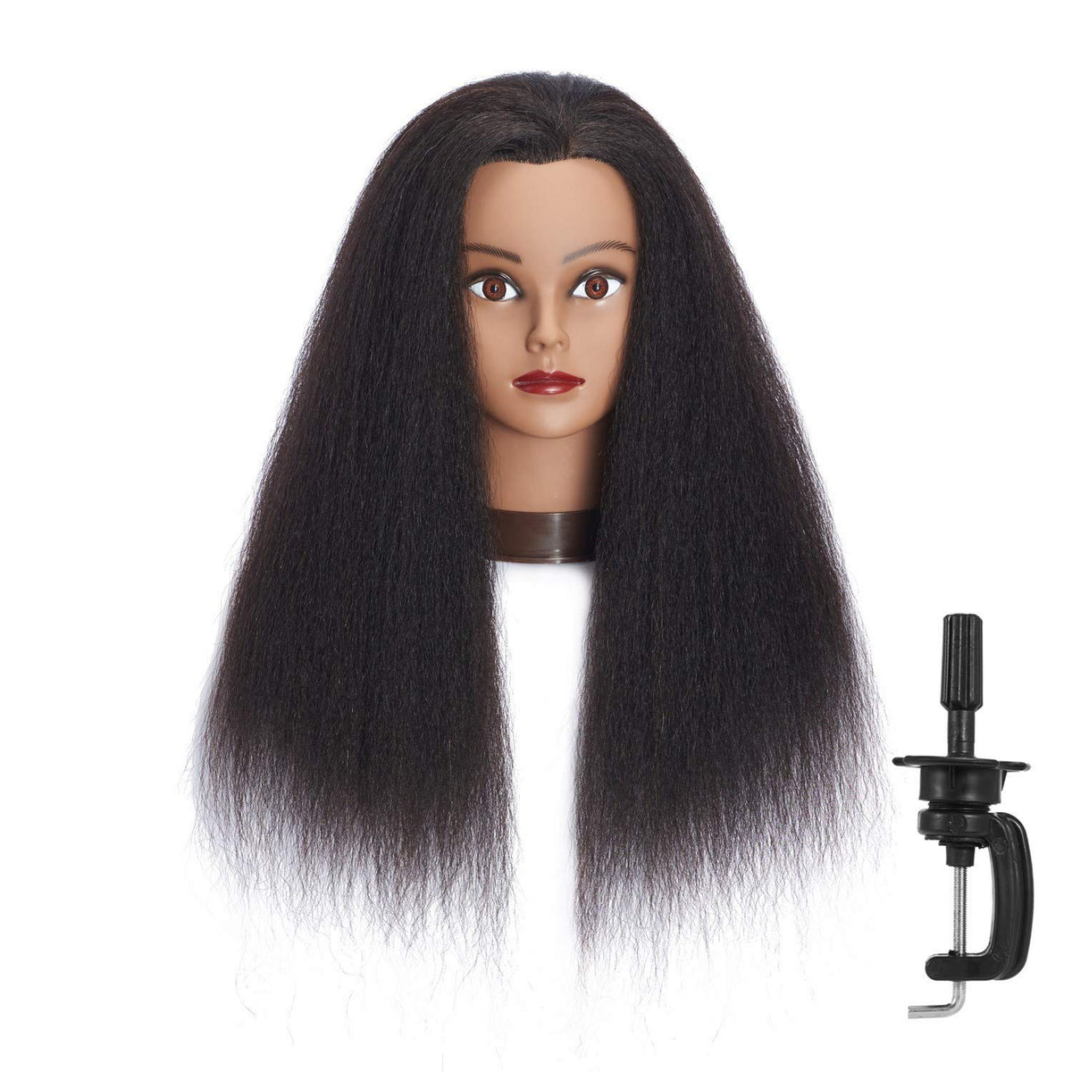 HEADFIX head mannequin head with clamp for realistic styling practice.