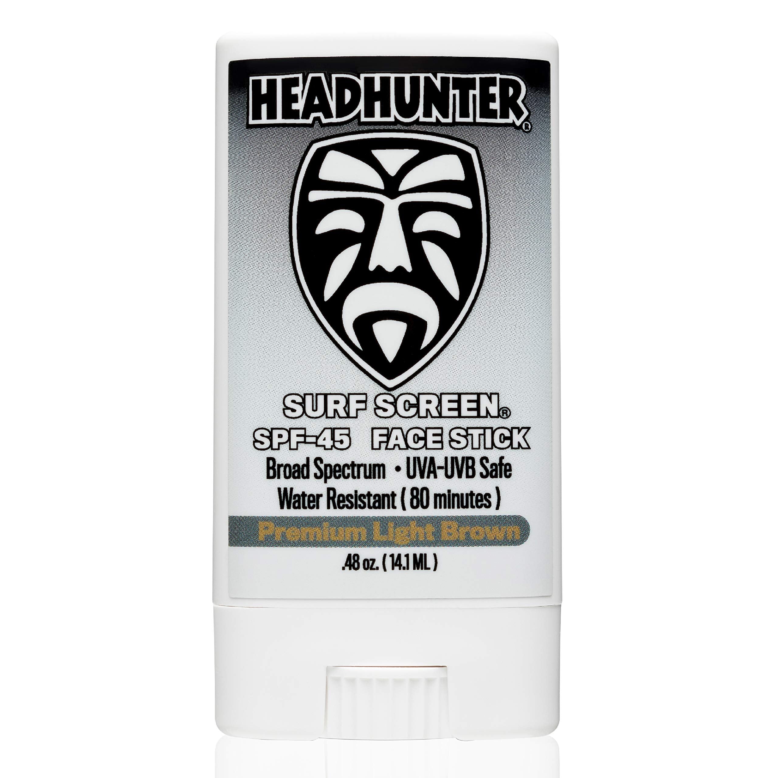 Headhunter Sunscreen Face Stick SPF 45 packshot shows compact travel-friendly design.