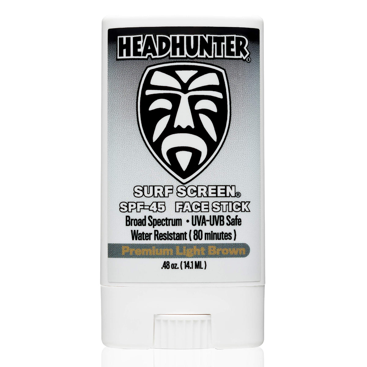 Headhunter Sunscreen Face Stick SPF 45 packshot shows compact travel-friendly design.