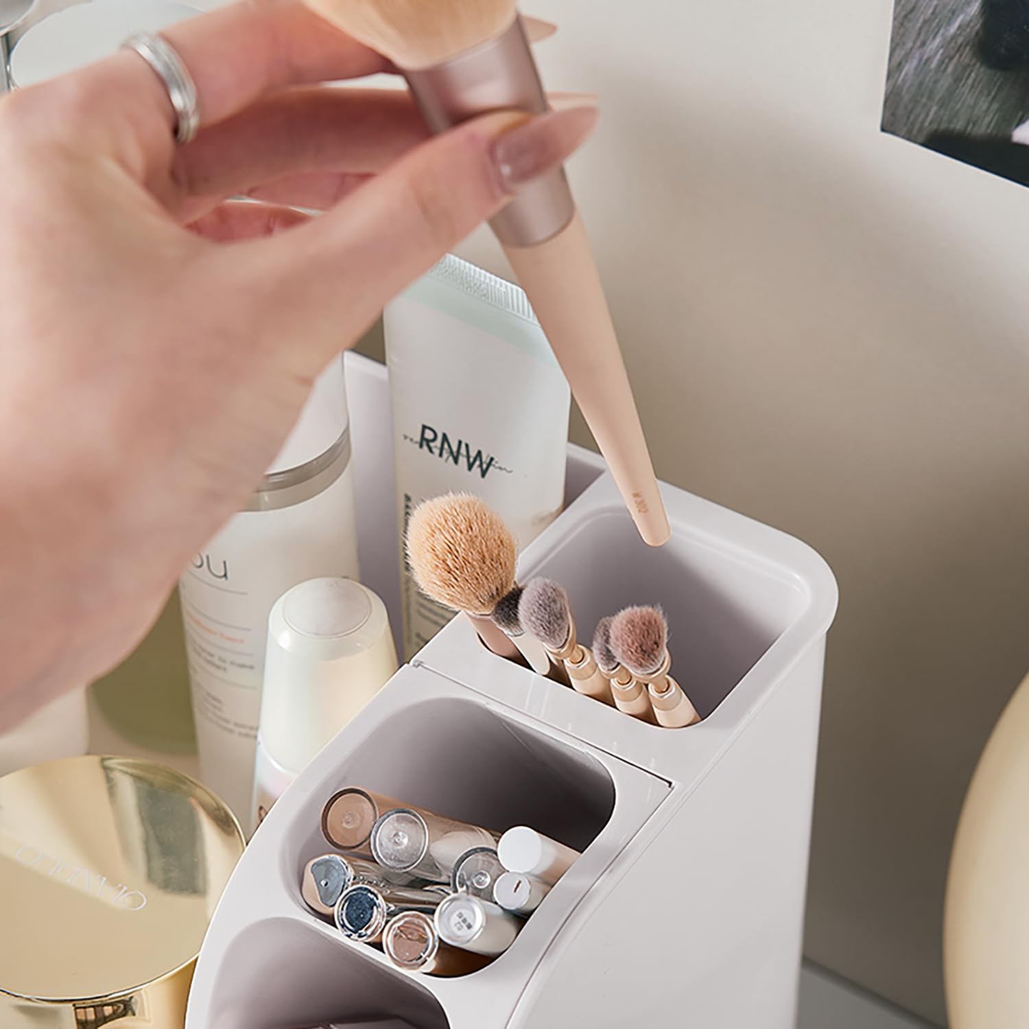 Heaime makeup organizer lipstick and nail polish storage keeps small items tidy