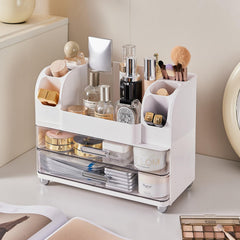Heaime makeup organizer wide vanity display keeps cosmetics and skincare organized