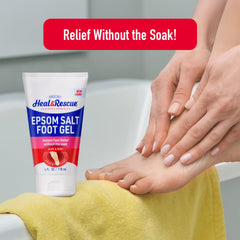 Heal&Rescue Epsom Salt Foot Gel being applied for instant foot comfort.