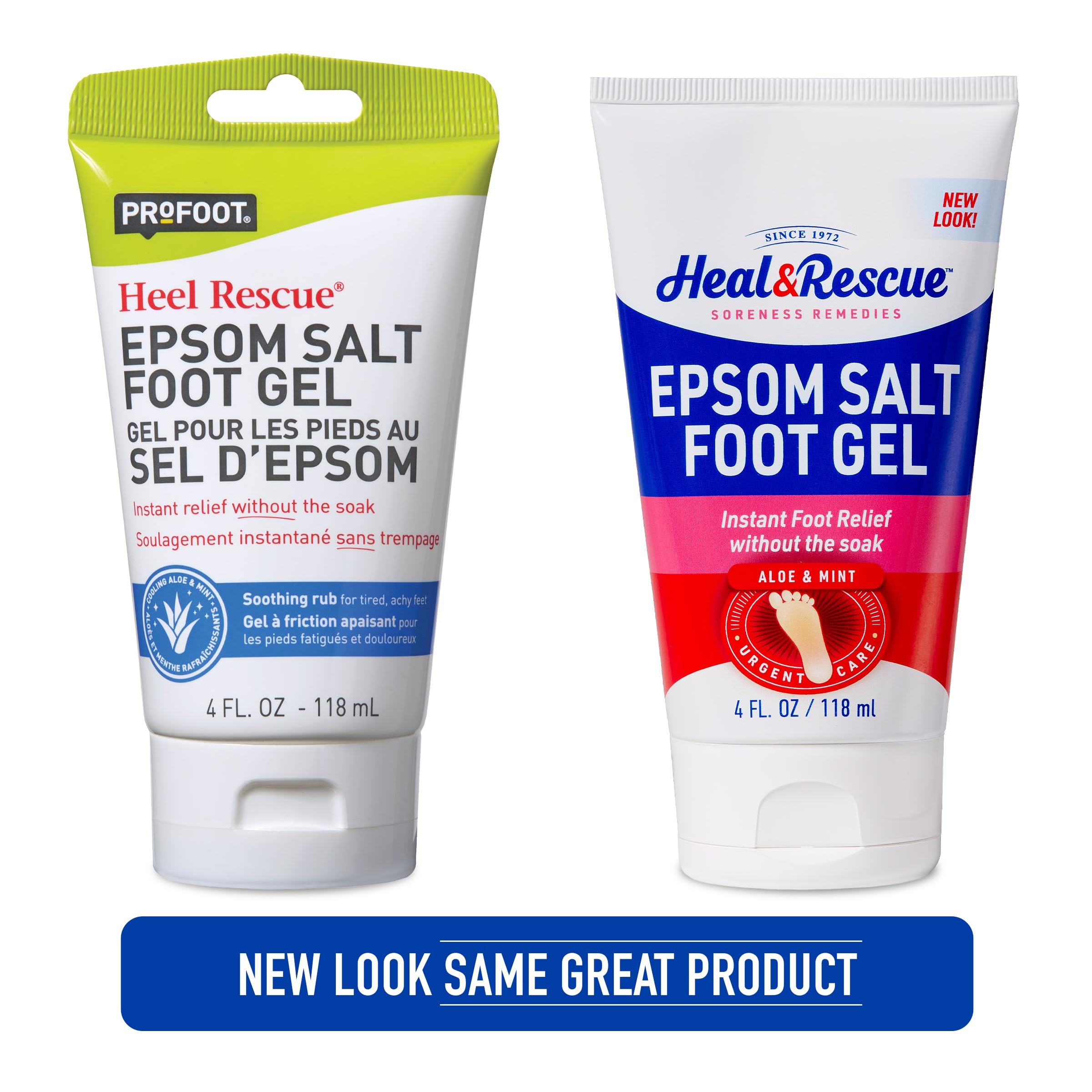 Heal&Rescue Epsom Salt Foot Gel bottle close-up with peppermint oil for a refreshing finish.