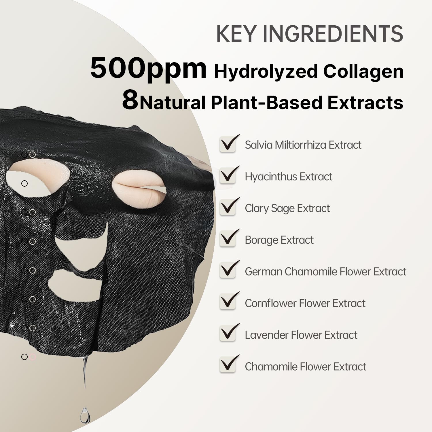 Organic plant extracts panel on HEALOINE Deep Collagen Mask suggests soothing, balanced skin support