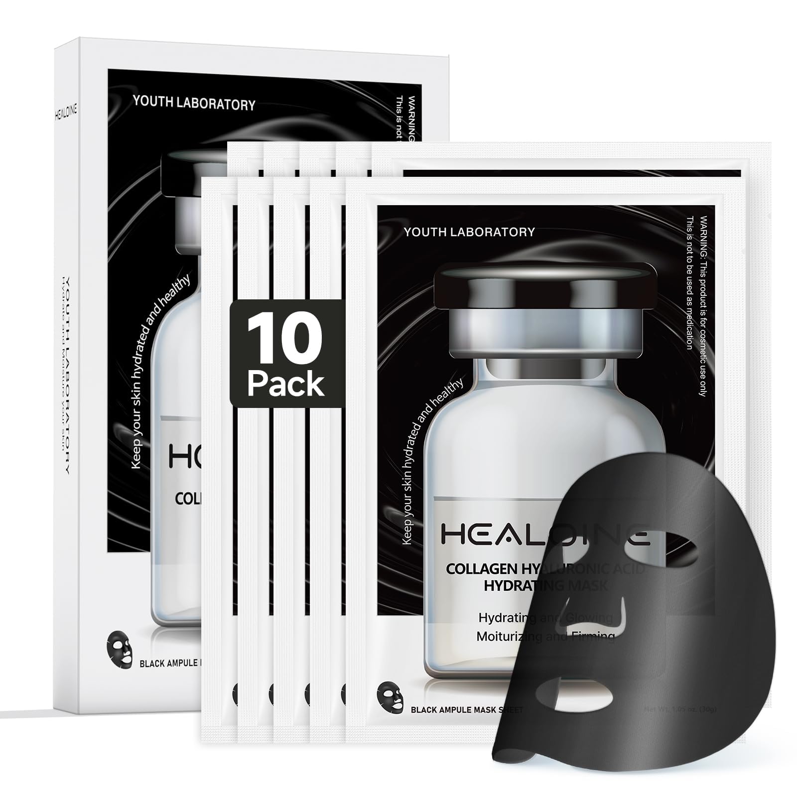 HEALOINE Deep Collagen Mask packaging highlights premium overnight hydration for all skin types
