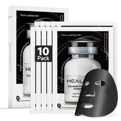 HEALOINE Deep Collagen Mask packaging highlights premium overnight hydration for all skin types