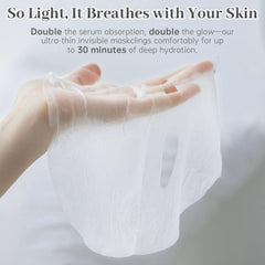 HEALOINE mask sheet close-up showing thin texture and comfortable fit