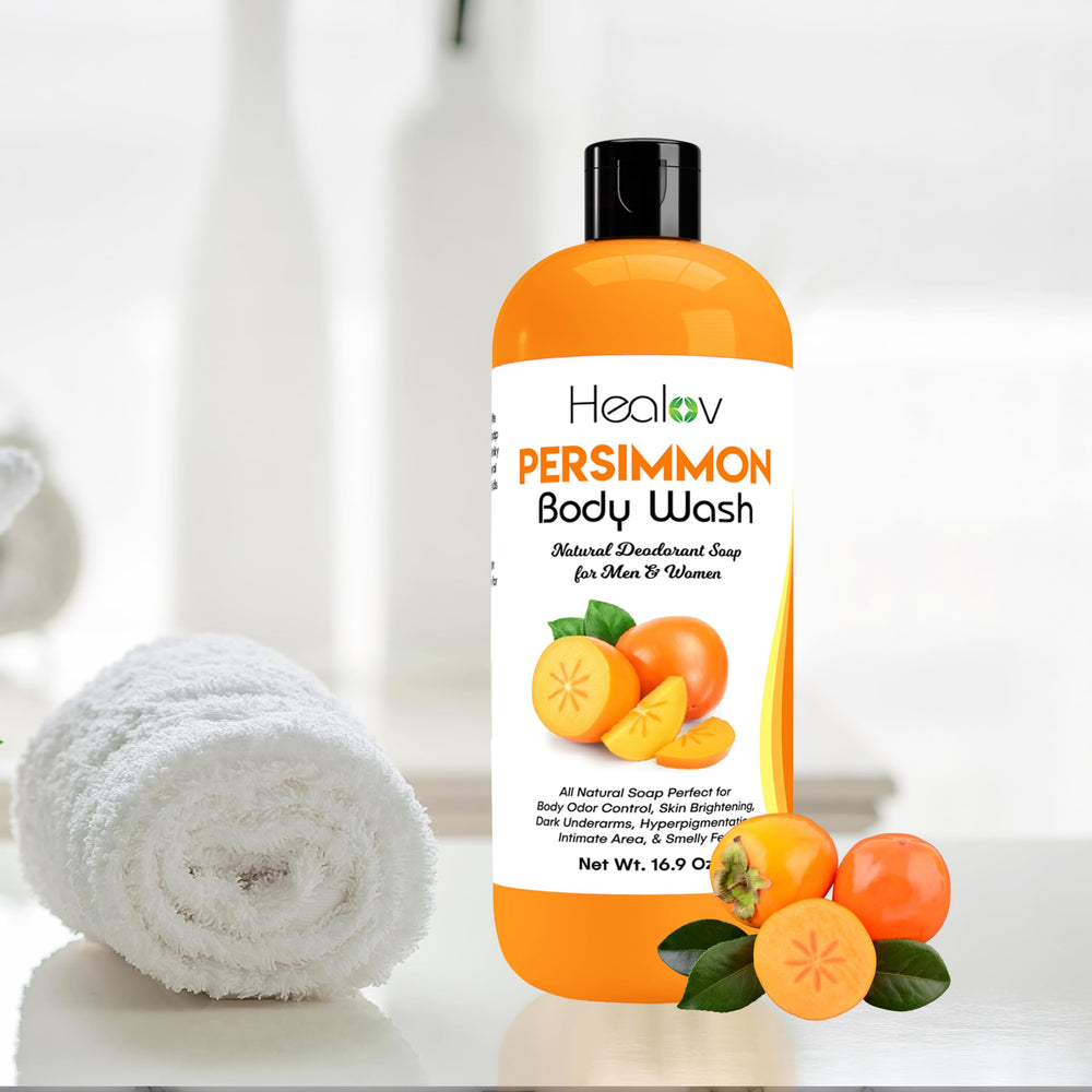 Healov Persimmon Body Wash close-up of deodorizing suds for a fresh feel