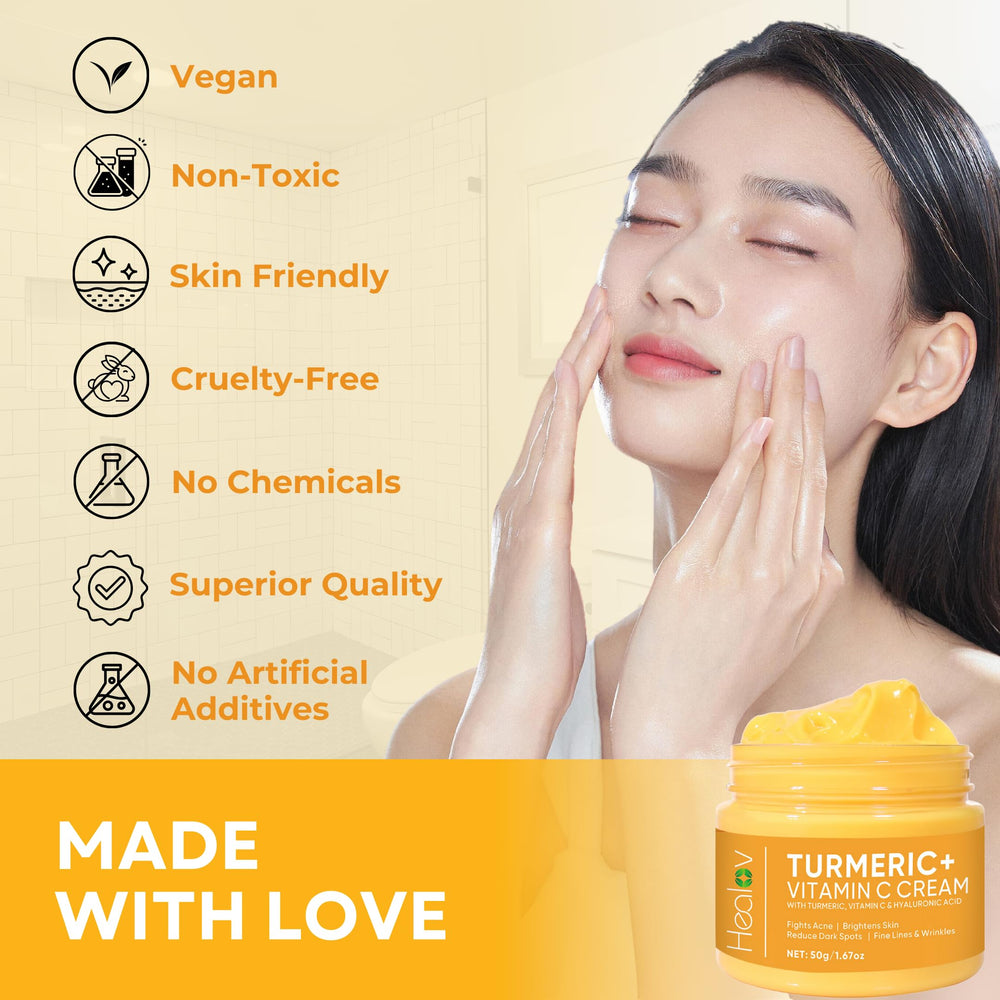 Healov Turmeric Cream clean ingredients label underscoring phthalate-free formula