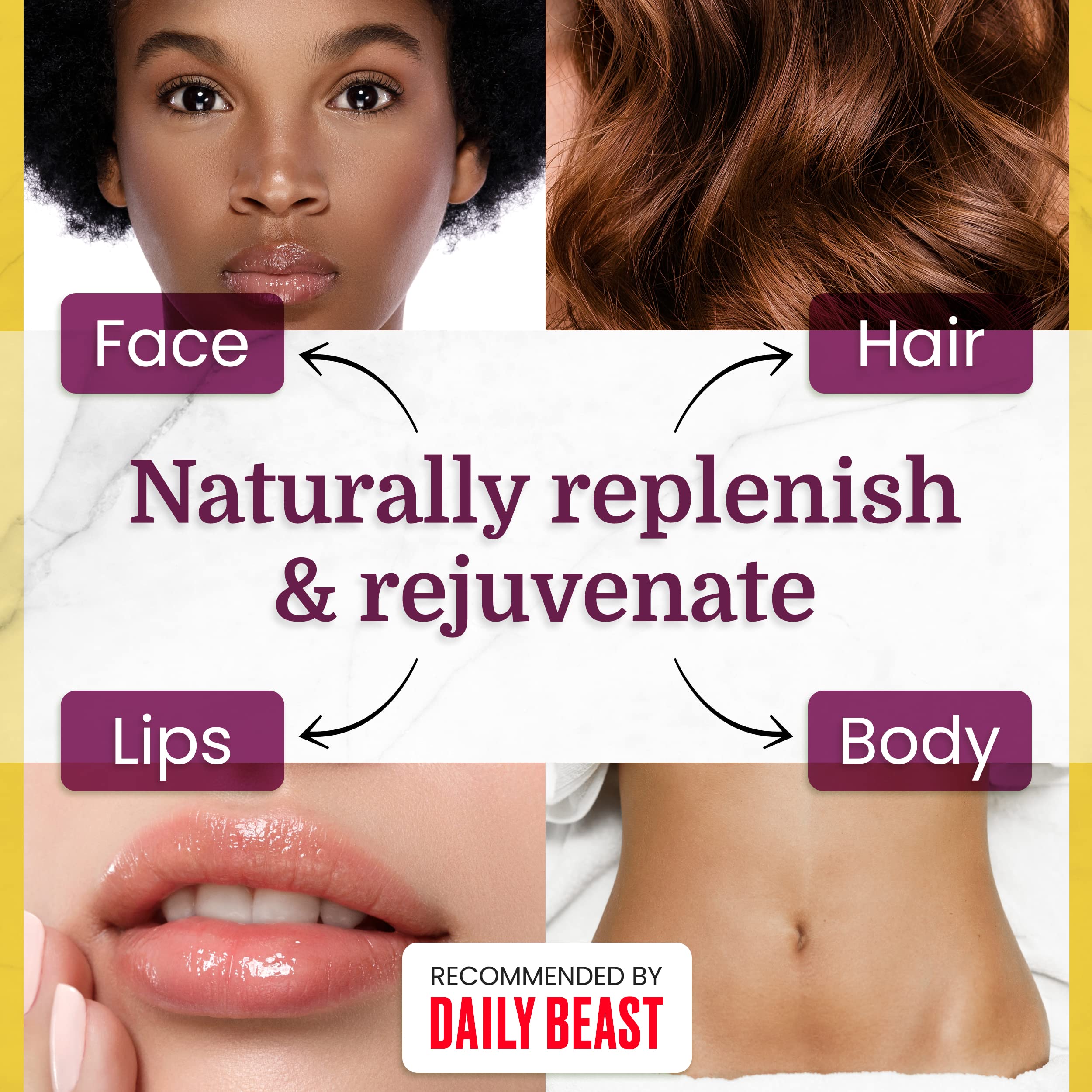 Health Priority Naturals Vitamin E Oil hair application demonstrates conditioning for healthy-looking strands.