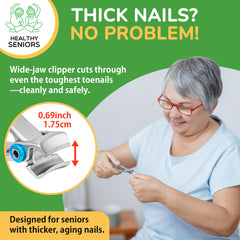 Healthy Seniors professional nail file smooths edges after clipping.