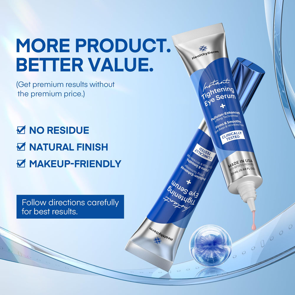 HealthyDerm post-application eye area – lifted, smoother appearance after use.