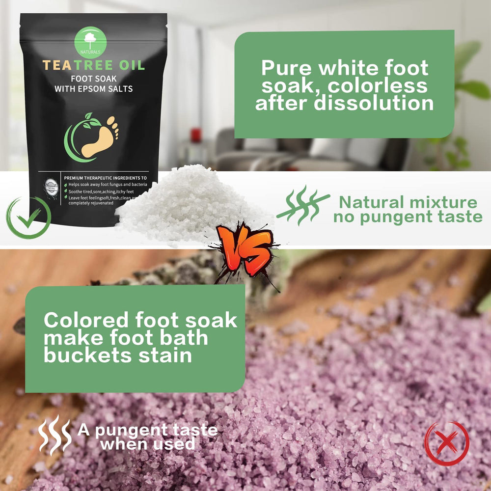 HEAMAVIN Tea Tree Oil Foot Soak bottle pour provides a quick, refreshing foot cleanse.