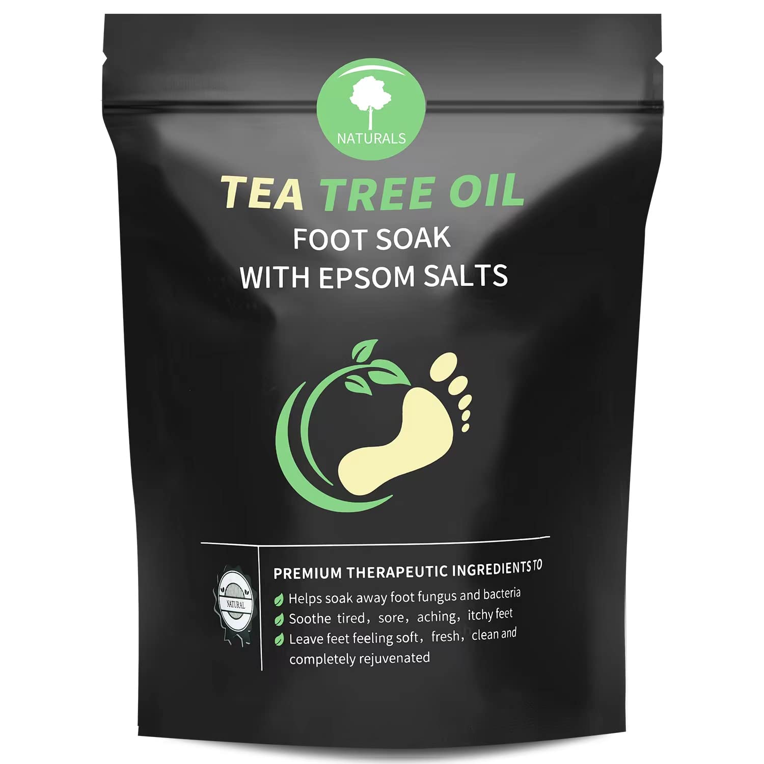 HEAMAVIN Tea Tree Oil Foot Soak bottle promotes home spa relaxation and skin nourishment.