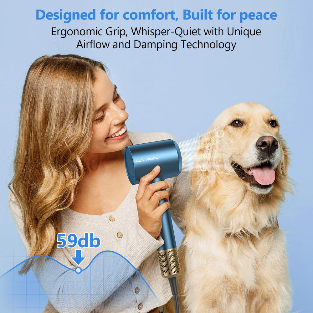 HEARBOBO pet-dryer-attachment enables gentle grooming for pets.