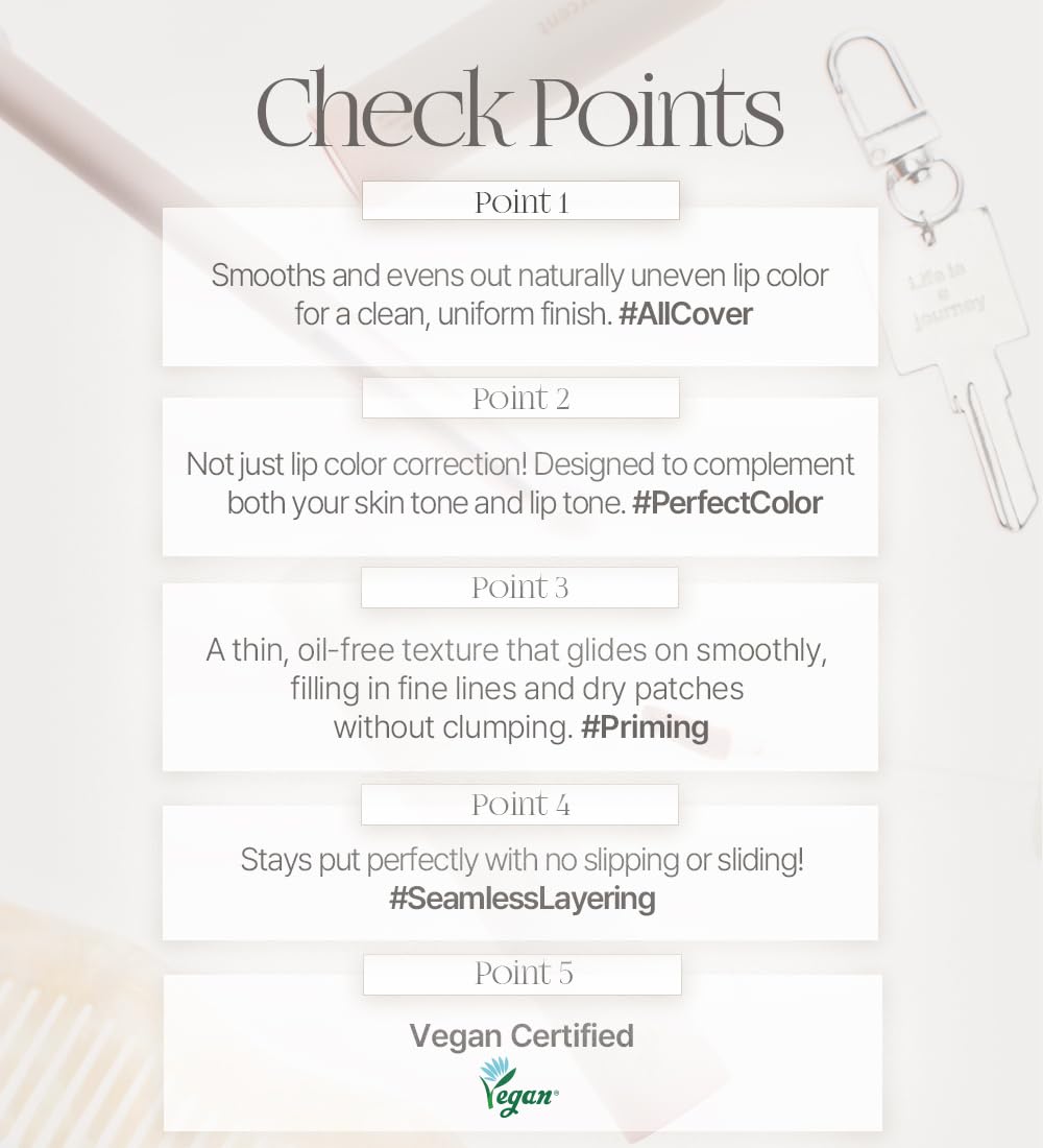 Heart Percent Dote On Mood All Cover Lip Base close-up shows even lip tone prep