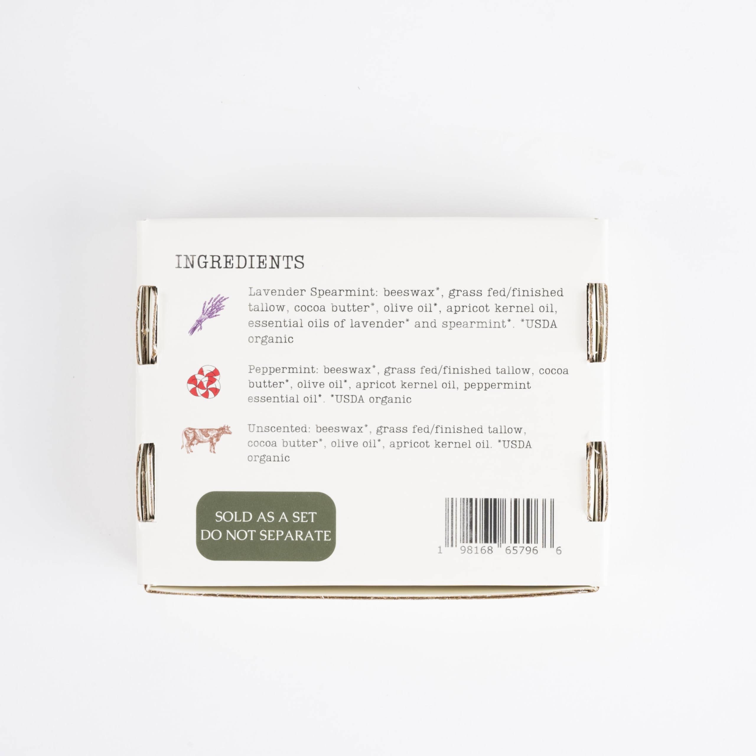 Hearth and Homestead ingredients closeup showcases tallow, cocoa butter and beeswax for nourishment.