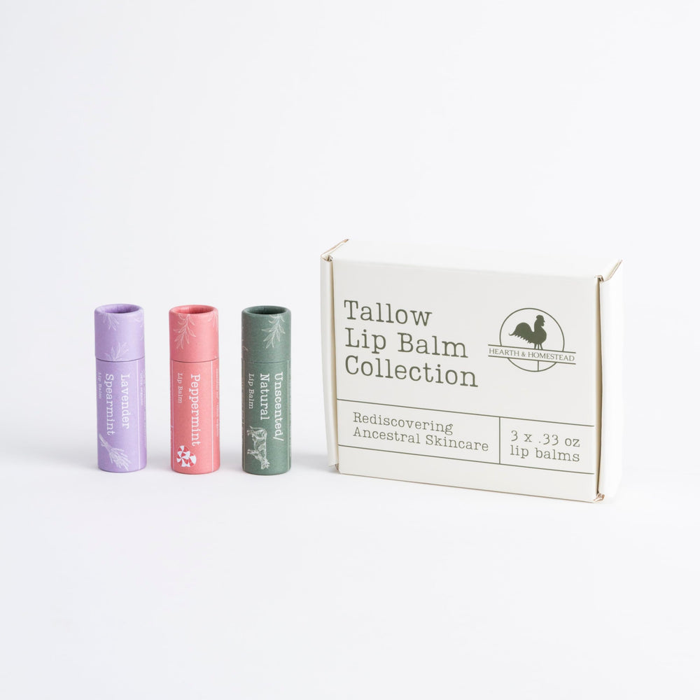 Hearth and Homestead peppermint lip balm tube offers cooling comfort for windy days.