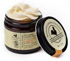 Hearth and Homestead whipped tallow balm vanilla orange jar shown for soft, hydrated skin