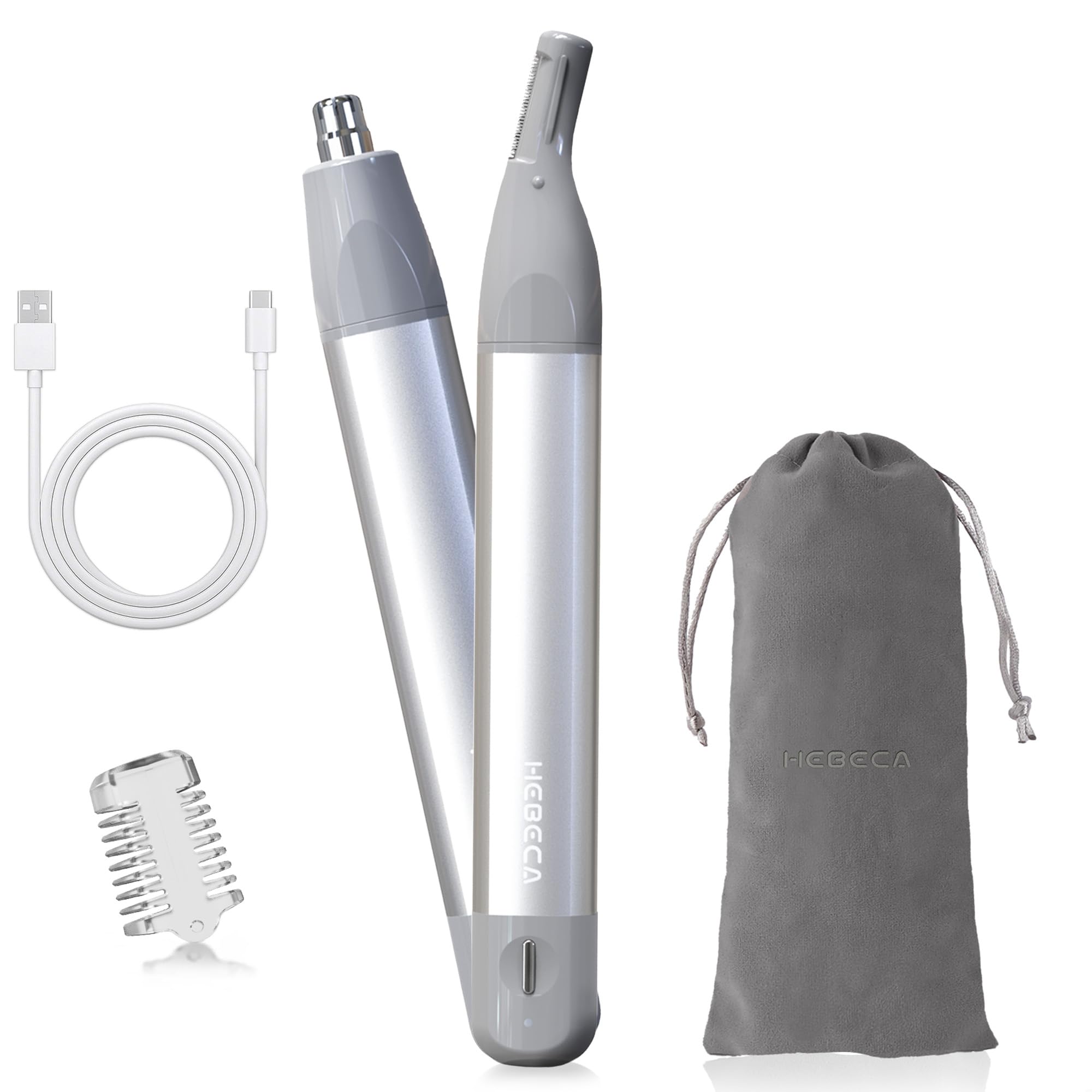 HEBECA grooming set gift-pack in sleek silver-grey packaging