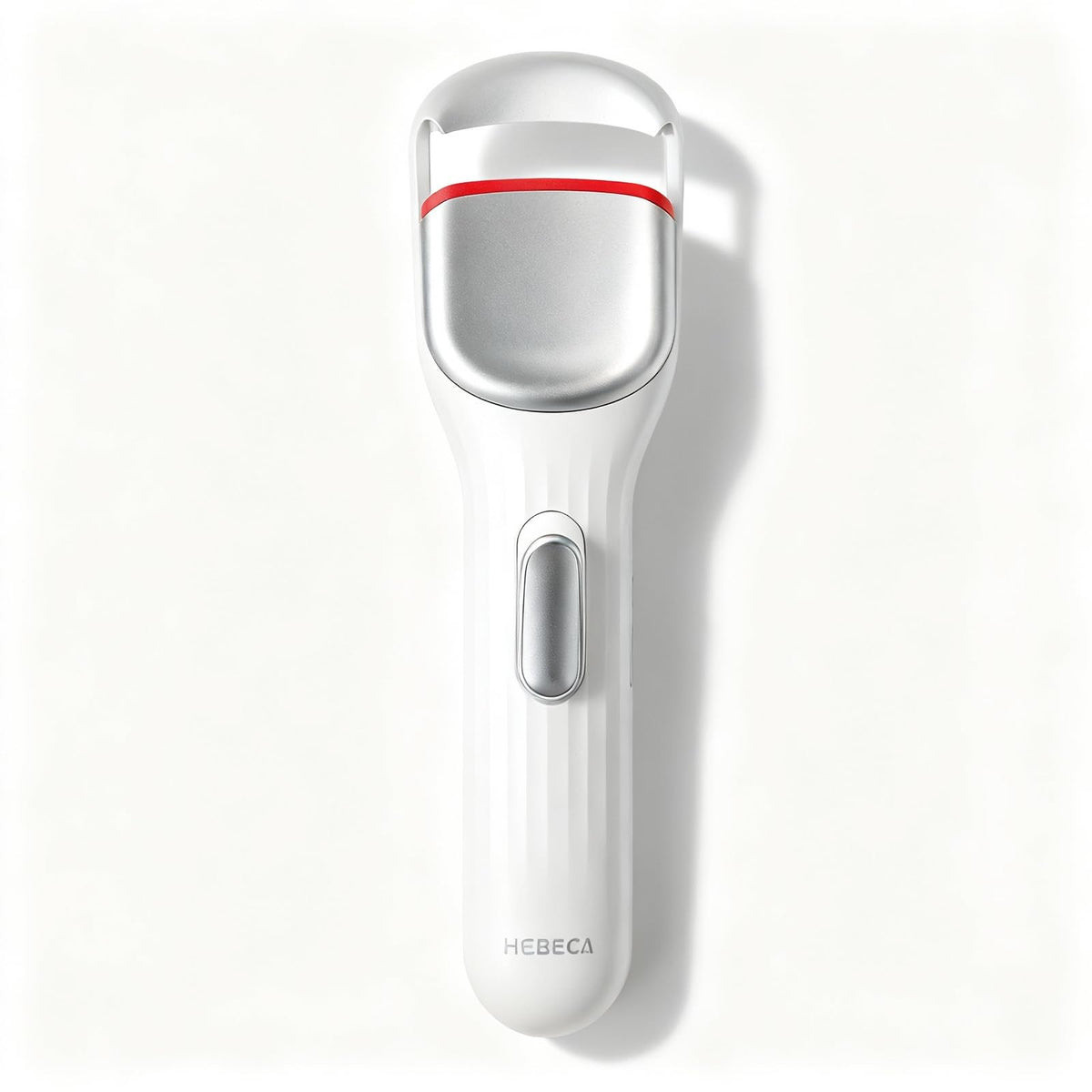 HEBECA heated eyelash curler top view highlights ergonomic design for easy curling