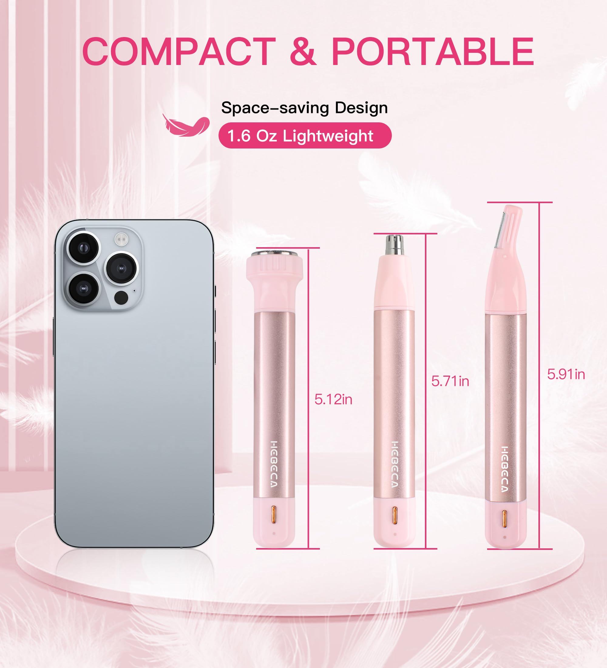 HEBECA nose hair trimmer compact-purse image demonstrates discreet grooming anywhere.