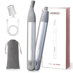 HEBECA nose hair trimmer front view in silver-grey for painless trimming