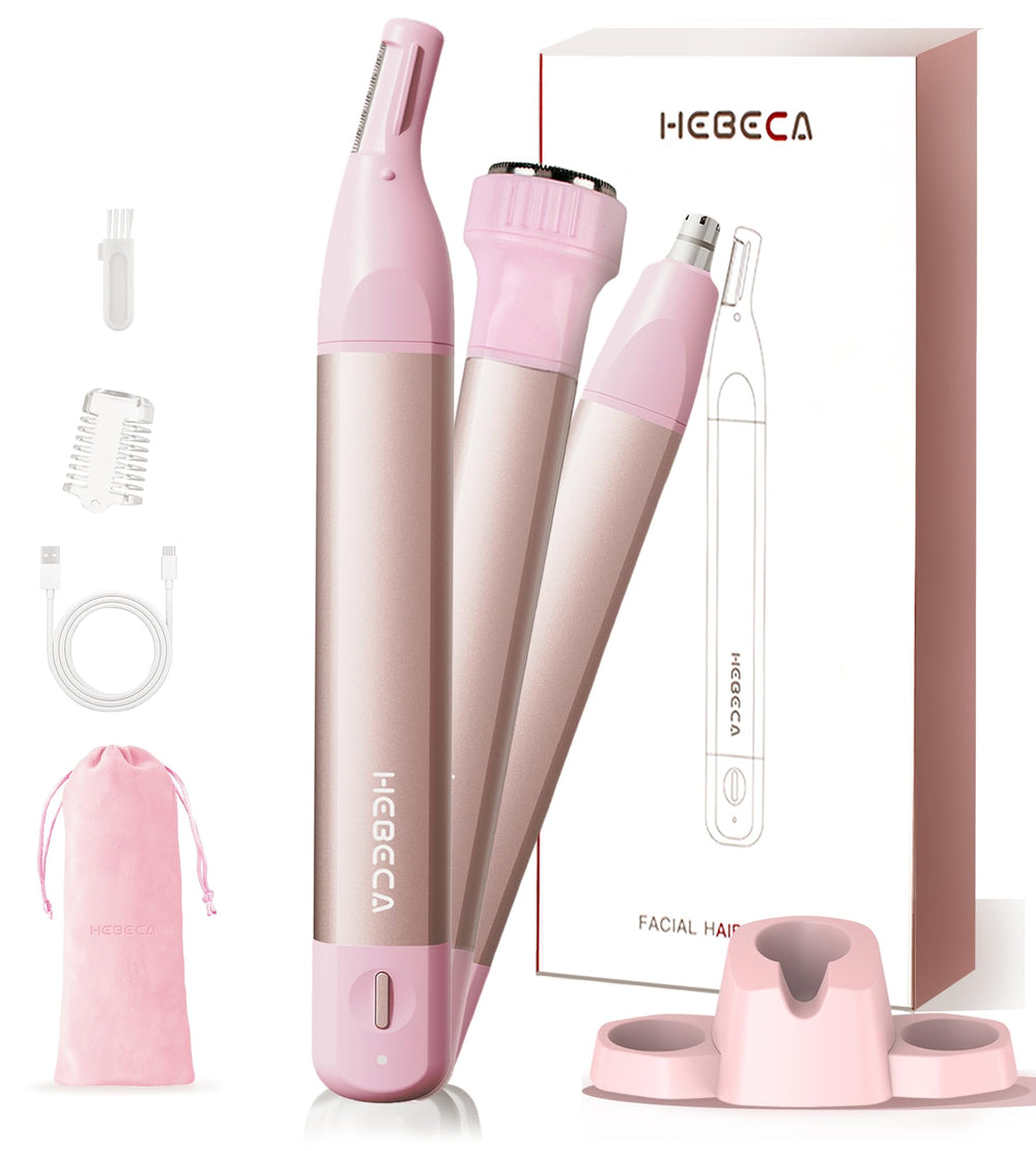 HEBECA Nose Trimmer Rose Pink with SkinSafe tip for gentle nose and brow grooming.