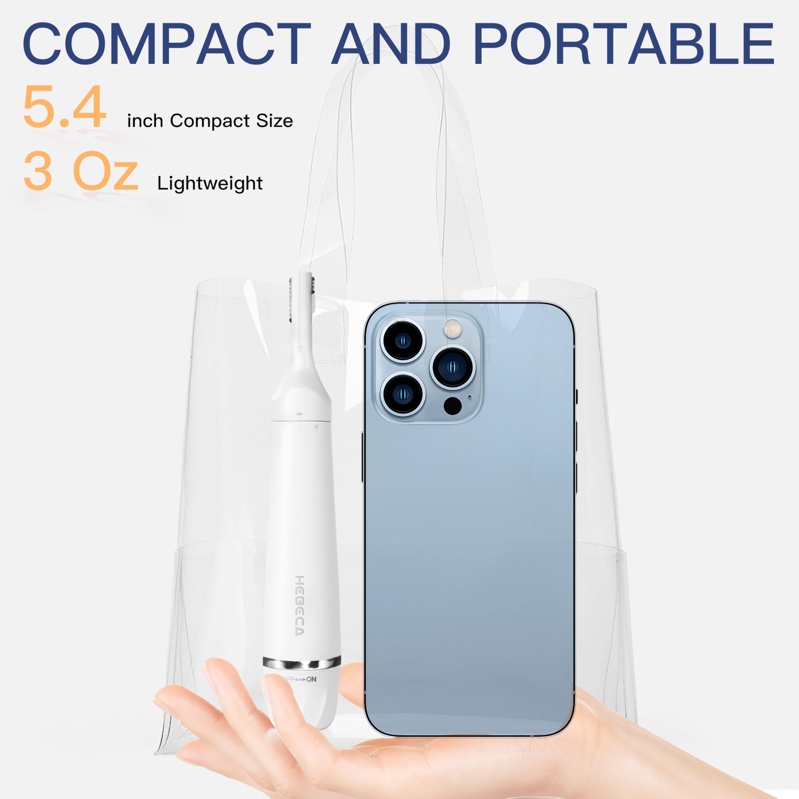HEBECA travel-case ready compact nose-trimmer for quick touch-ups