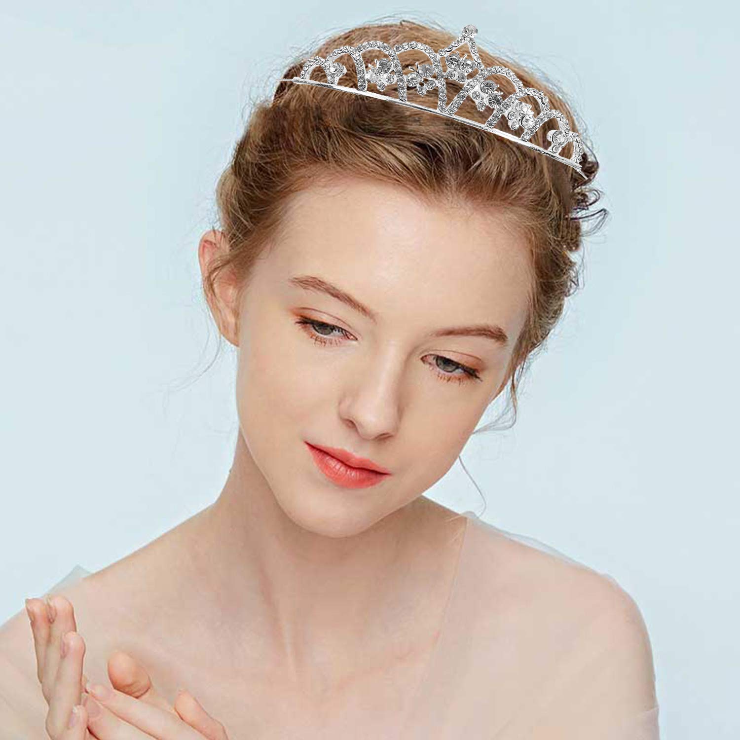 Hedume silver metal tiara headband shine for birthday celebrations.