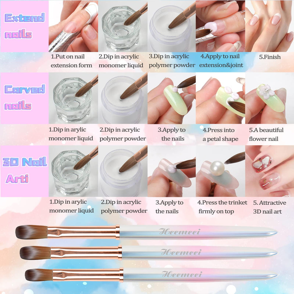 heemeei acrylic nail brush ferrule and handle highlighting durable, stable grip