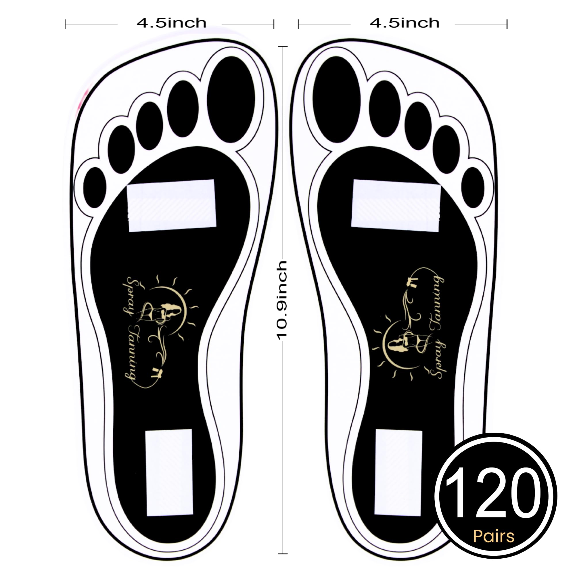 HeeStar feet pads on soles showing protective barrier during tanning sessions.