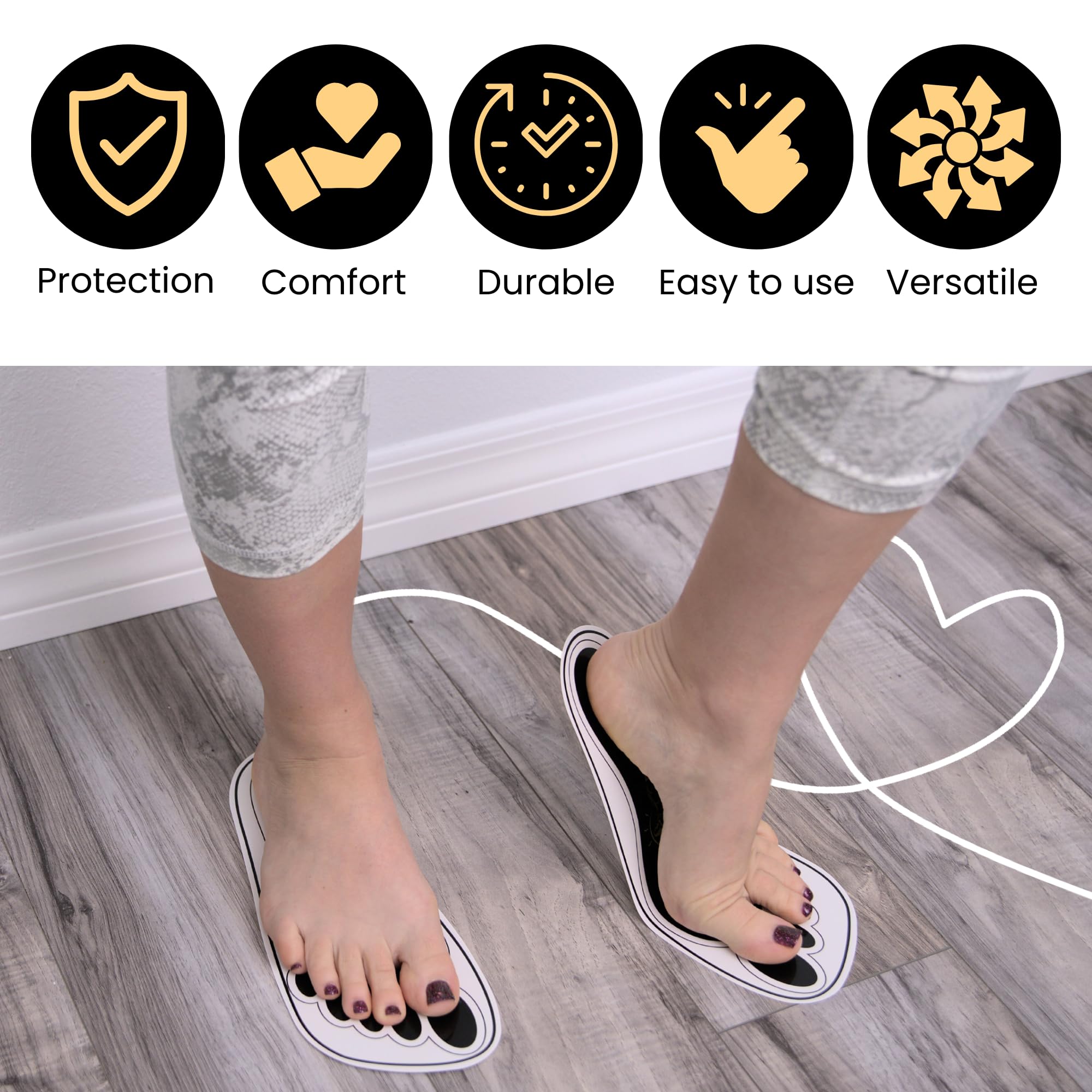 HeeStar non-slip feet pads preventing slips during salon treatments.