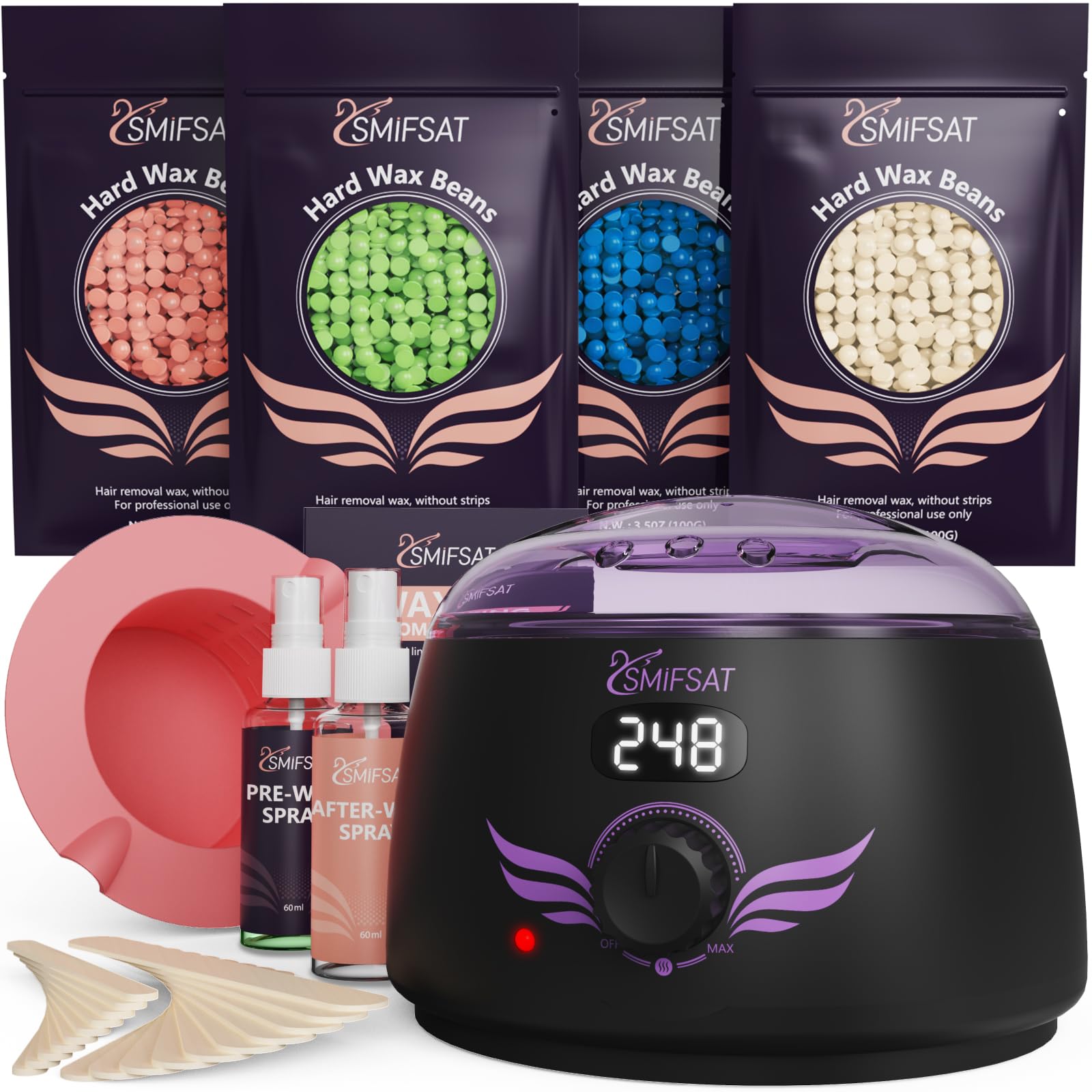 Hehasi waxing kit digital heater maintaining steady temperature for at-home waxing