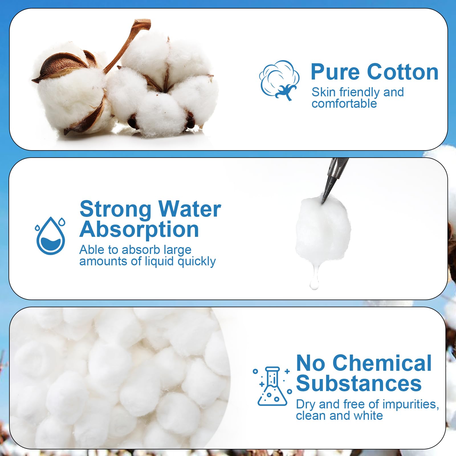 Heigble cotton balls for toners, lotions, creams and nail polish removal