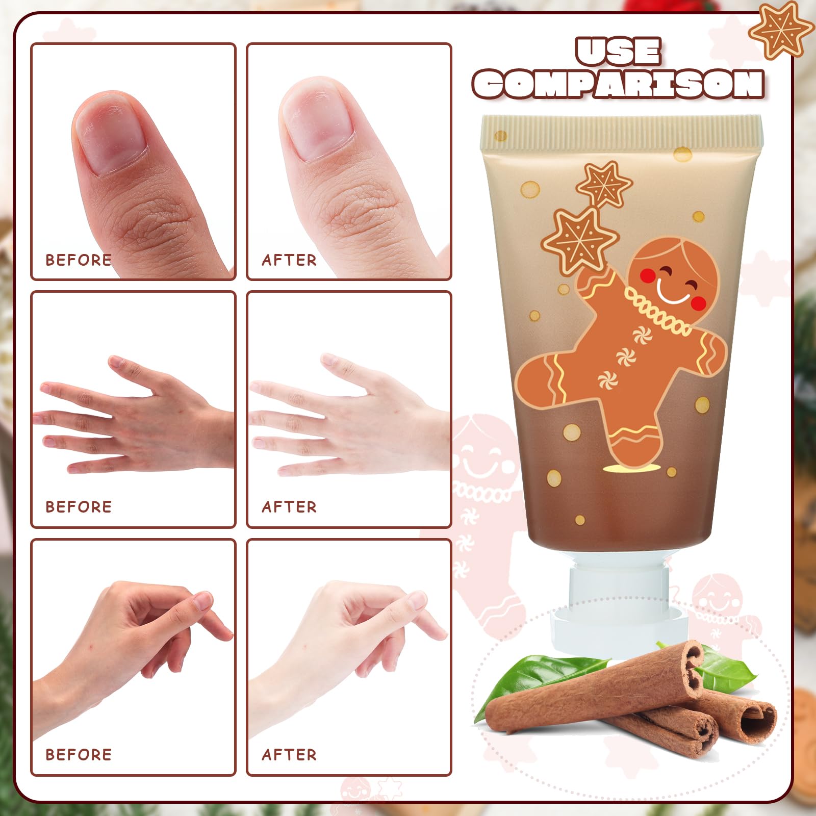 Close-up of Heigble hand cream tube with gingerbread scent, ideal for purse touch-ups.