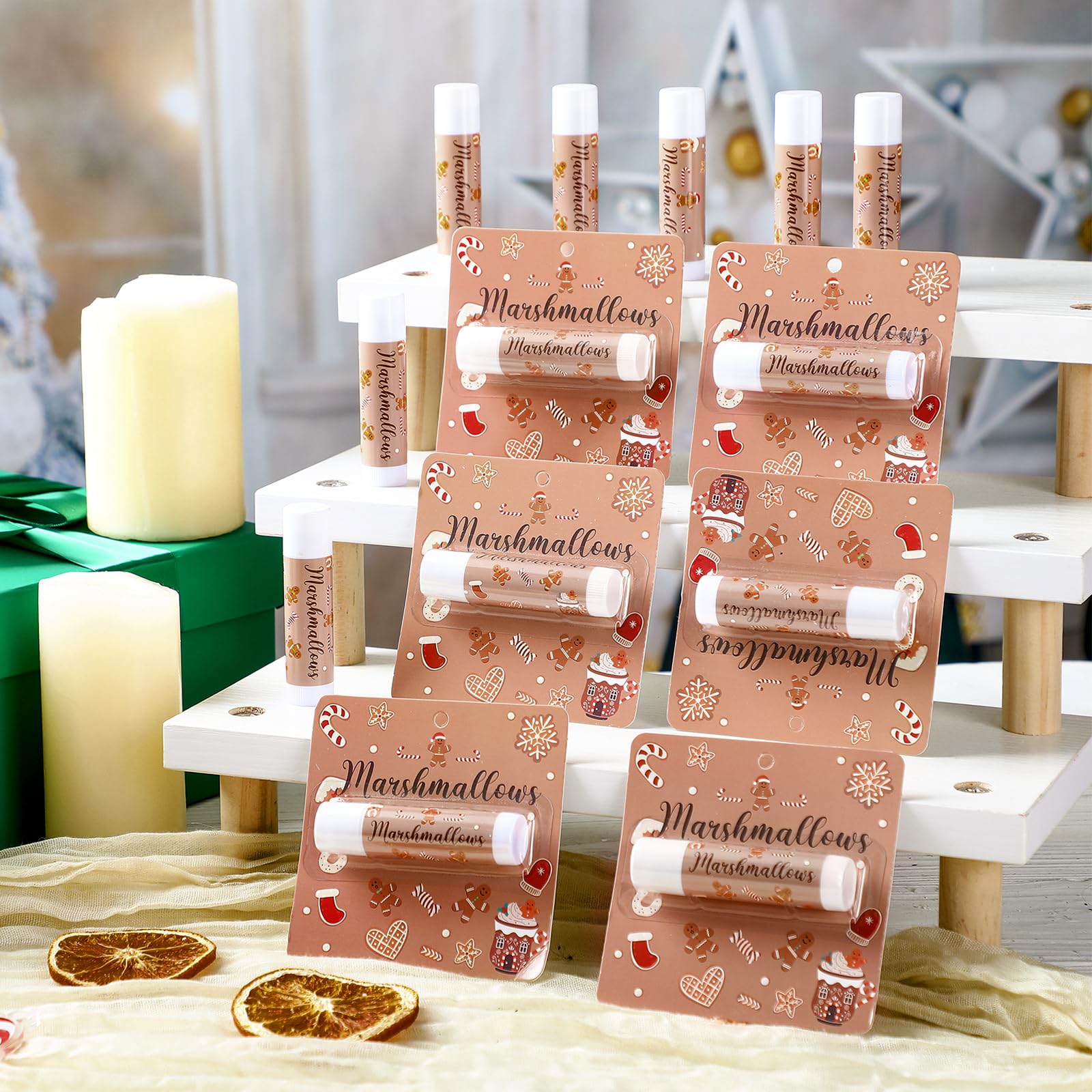 Heigble hot cocoa lip balm on desk for quick winter lip care