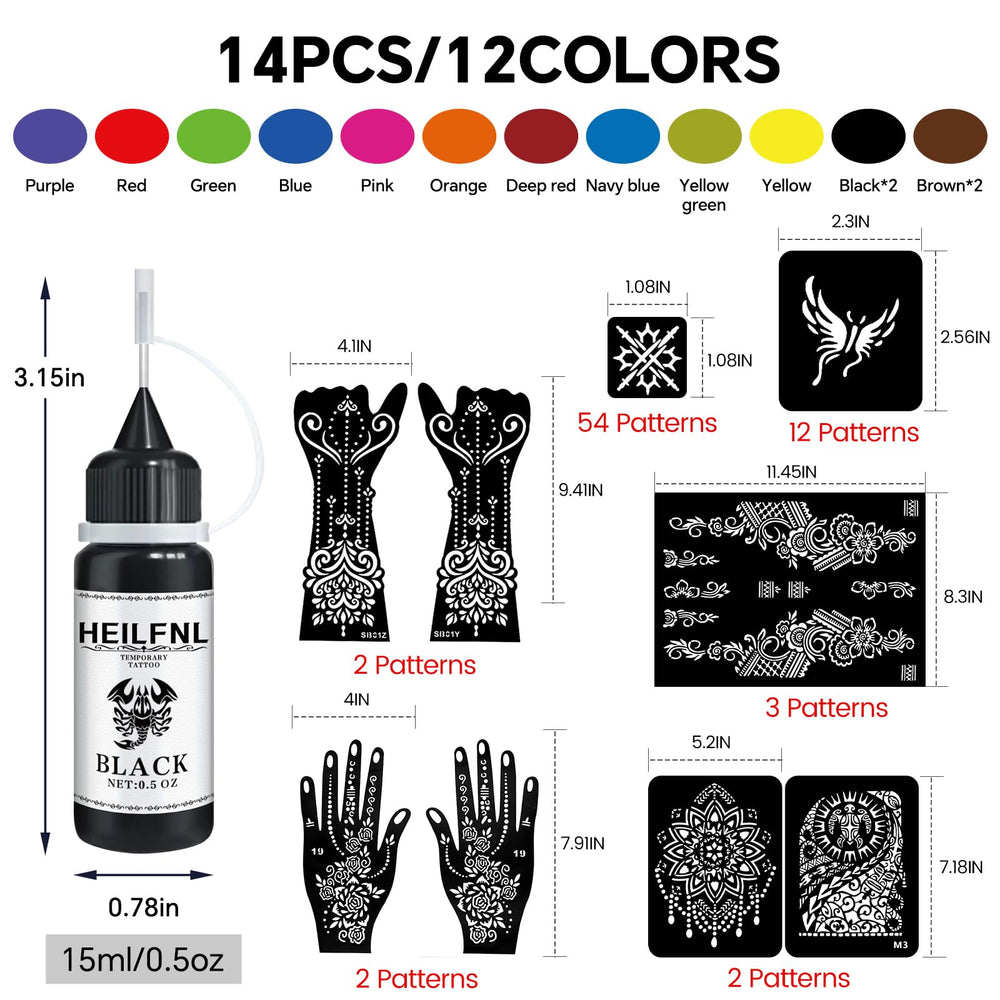 HEILFNL color palette with pigments for vibrant, lasting temporary tattoos