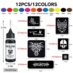 HEILFNL templates pack with varied stencils for easy DIY body art.