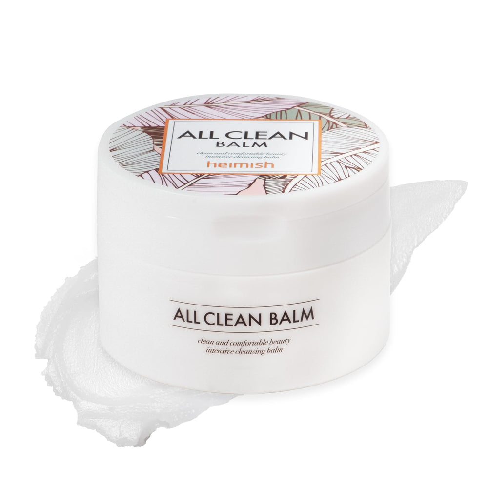 HEIMISH All Clean Balm jar close-up showing cleansing texture for makeup removal
