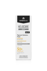 Texture close-up of Heliocare 360 Pigment Solution Fluid SPF50 showing lightweight hydration.