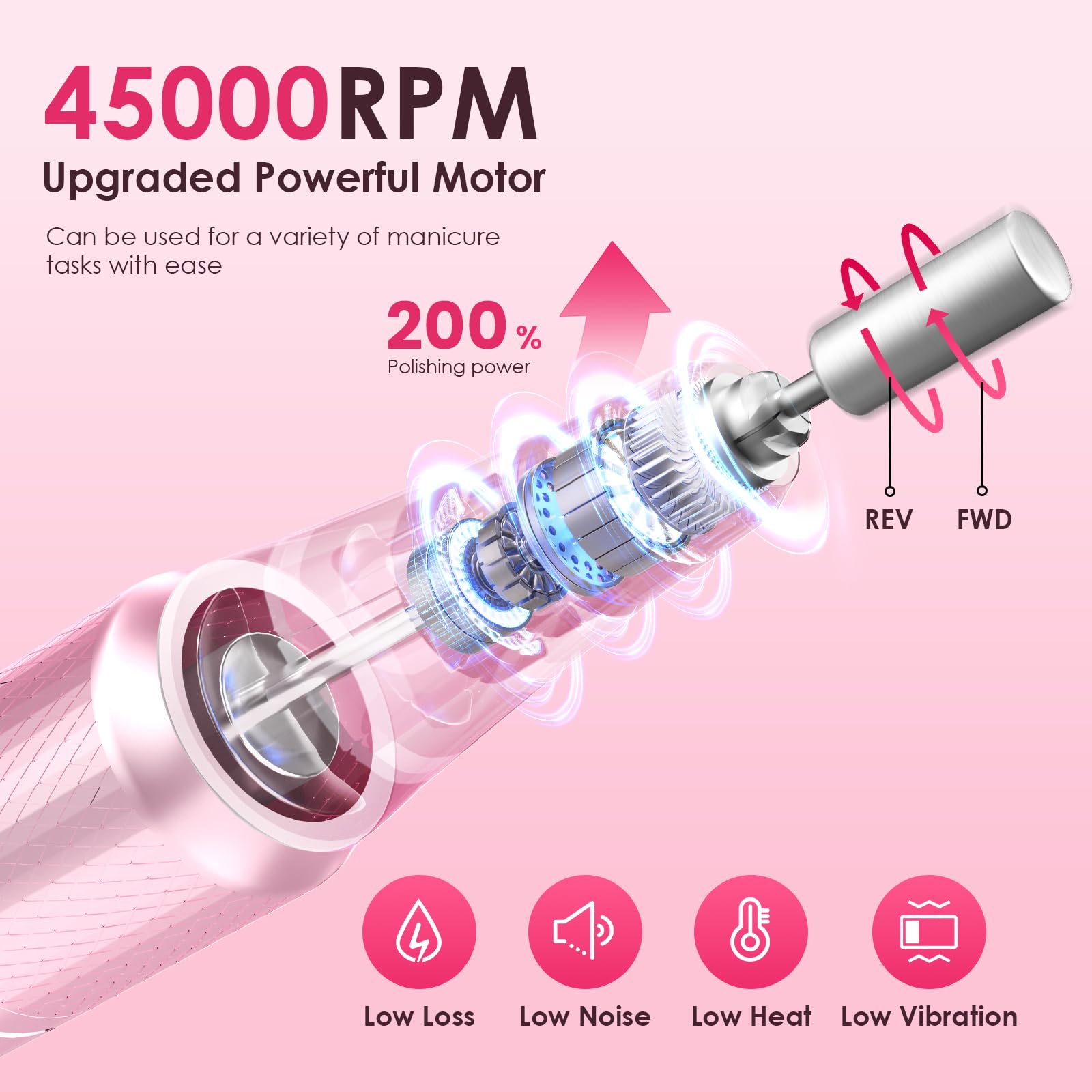 HELIVIVE nail drill kit with 11 drill bits for versatile nail work.