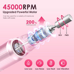 HELIVIVE nail drill kit with 11 drill bits for versatile nail work.