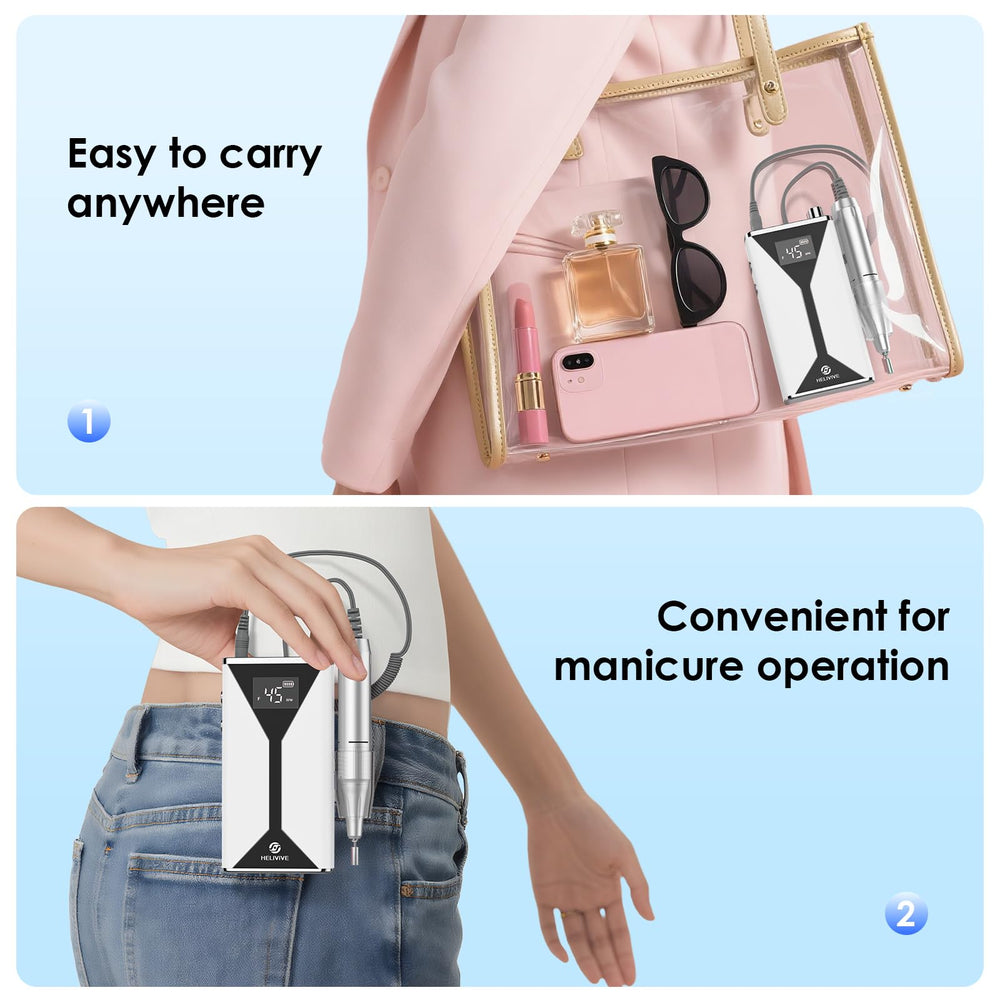 HELIVIVE nail drill ergonomic handle for comfortable use during sessions
