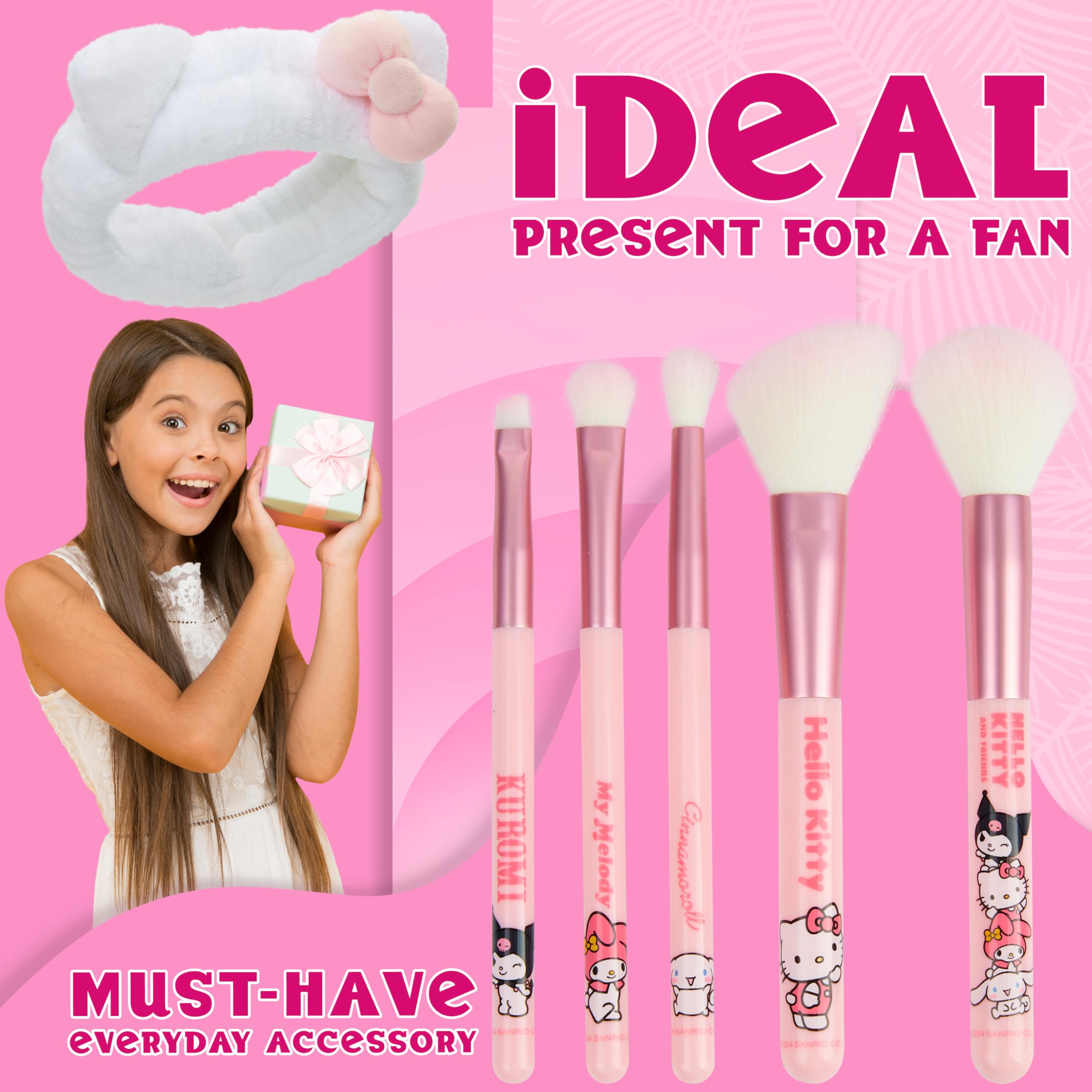 Hello Kitty brush bristles closeup highlighting soft, gentle makeup blending